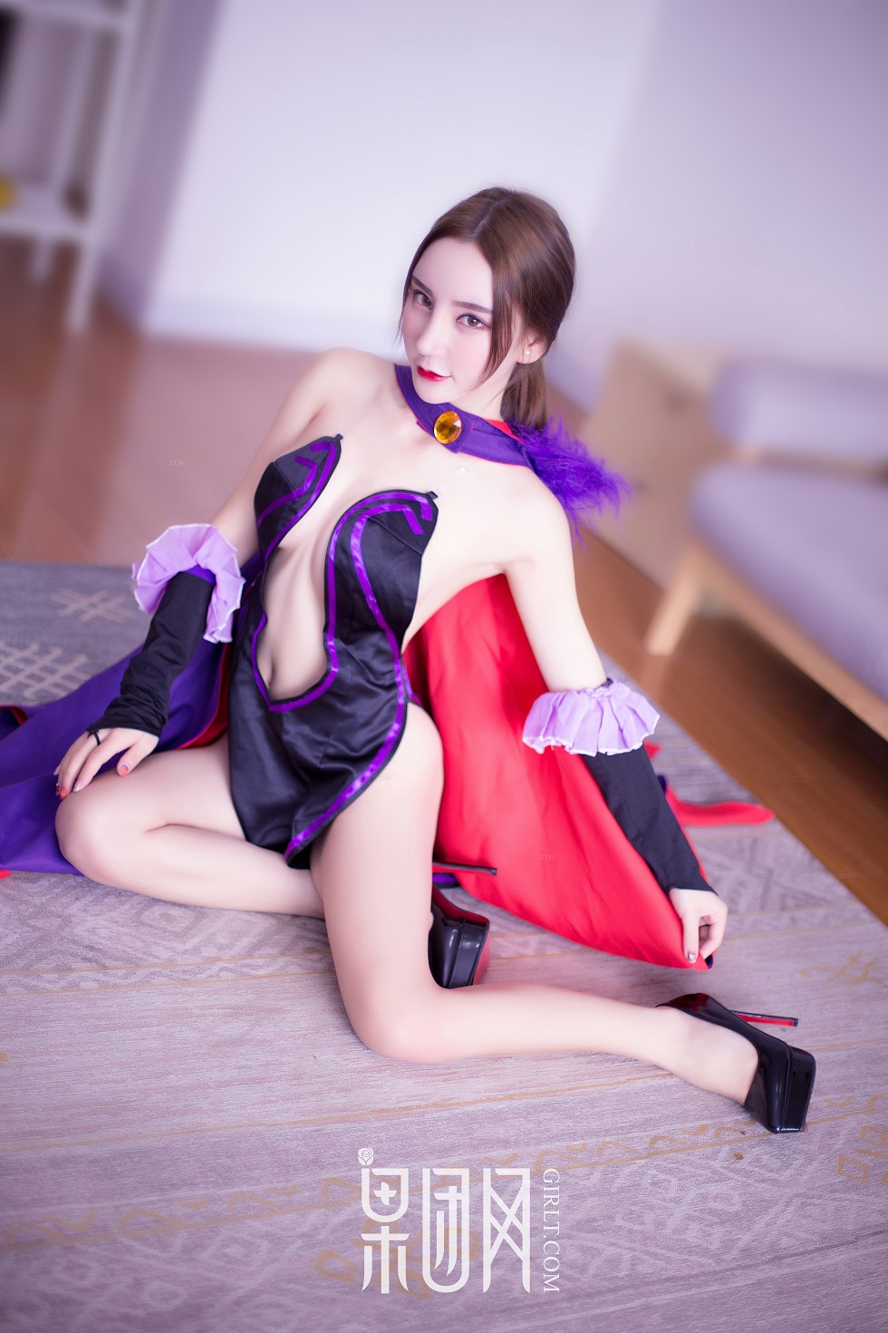 [GIRLT果团网]NO.123_嫩模周于希私房黑色蕾丝内衣+真空开叉连体衣秀豪乳诱惑写真40P