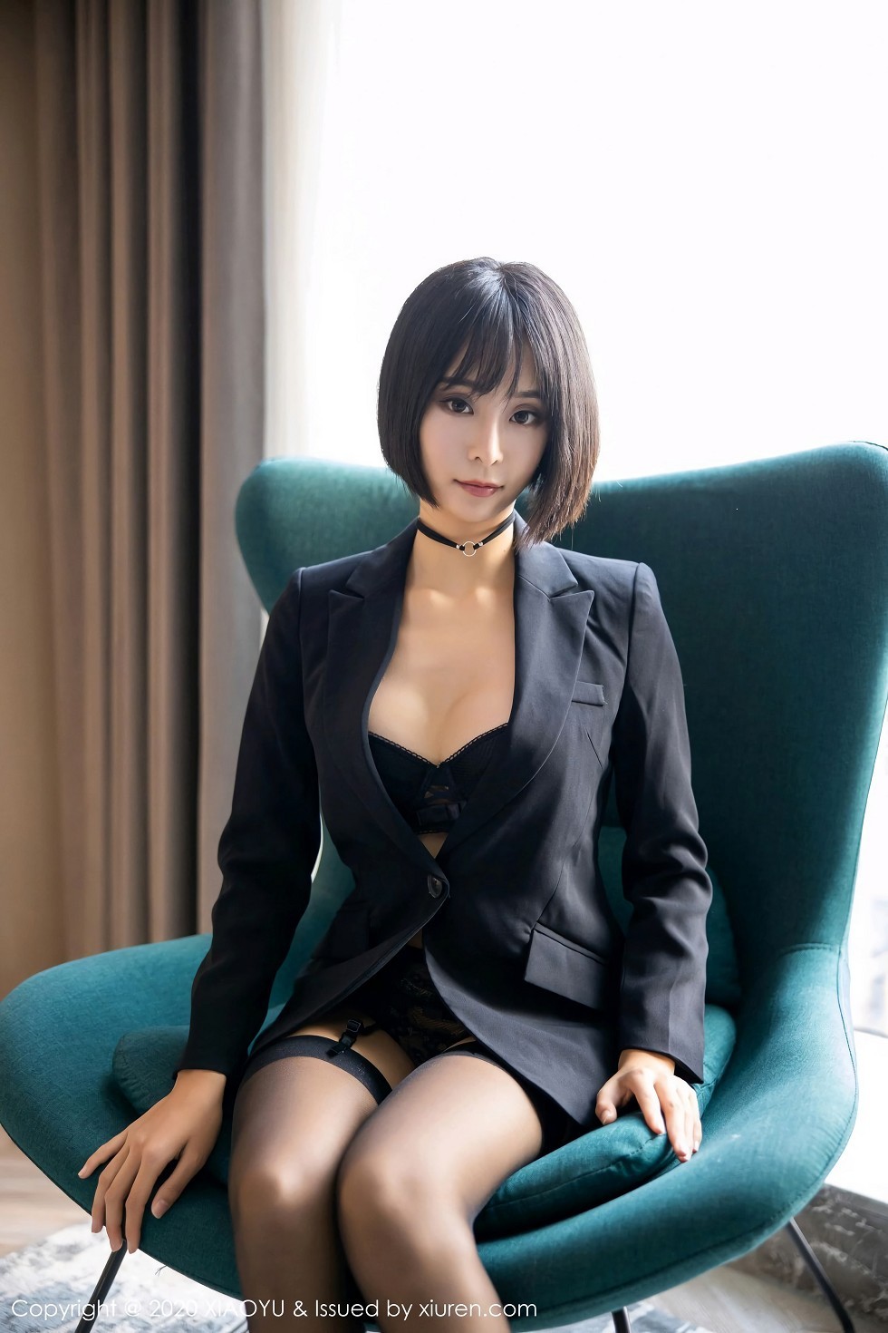 [XiaoYu画语界]Vol.292_嫩模蓝夏Akasha私房西装制服下黑色内衣配吊带黑丝诱惑写真64P