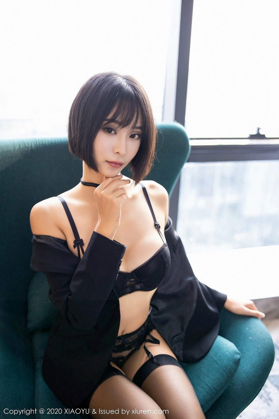 [XiaoYu画语界]Vol.292_嫩模蓝夏Akasha私房西装制服下黑色内衣配吊带黑丝诱惑写真64P