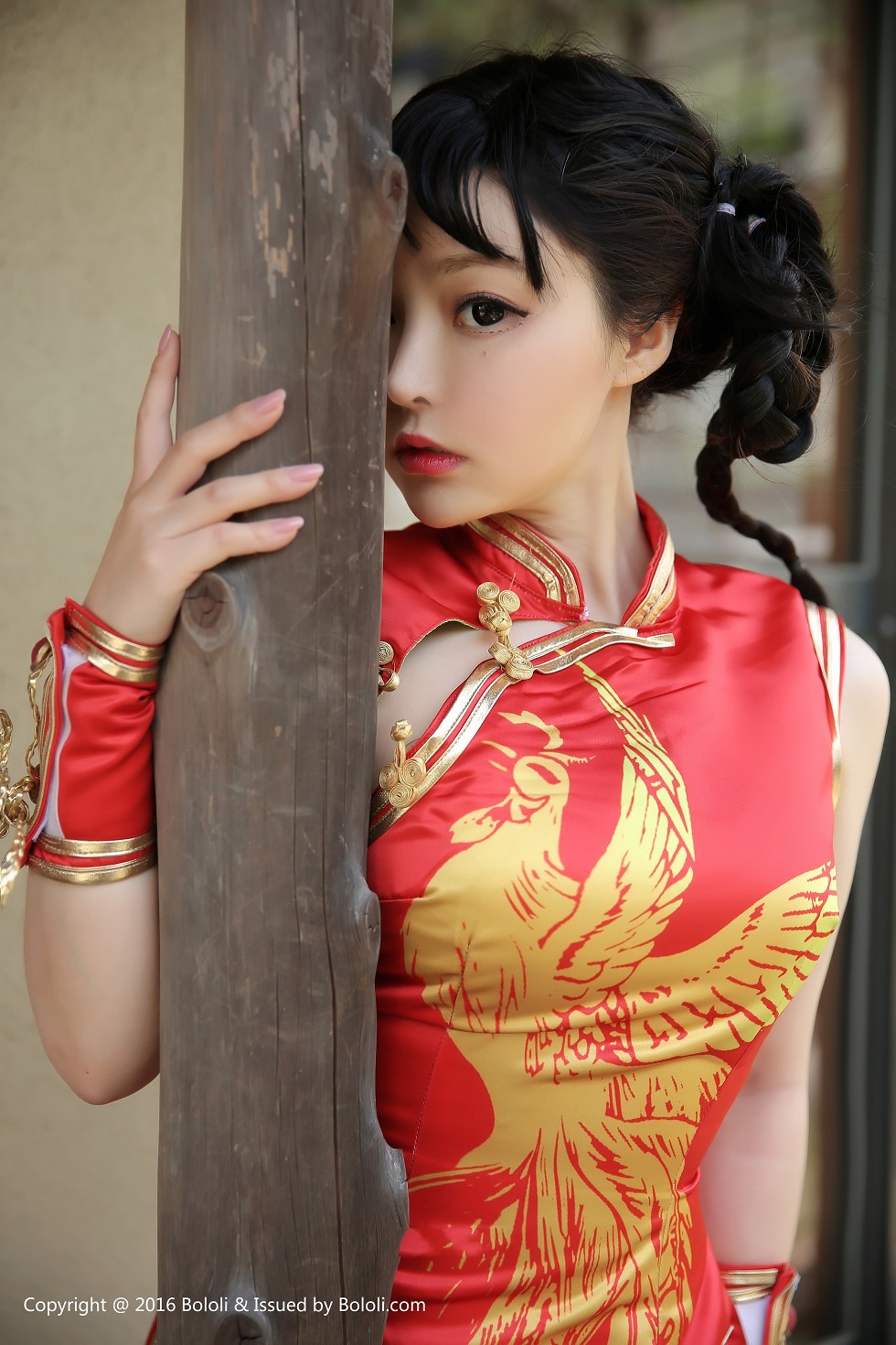 [BoLoli波萝社新刊]Vol.078_嫩模柳侑绮日本名古屋众筹真人COS红色旗袍性感写真35P