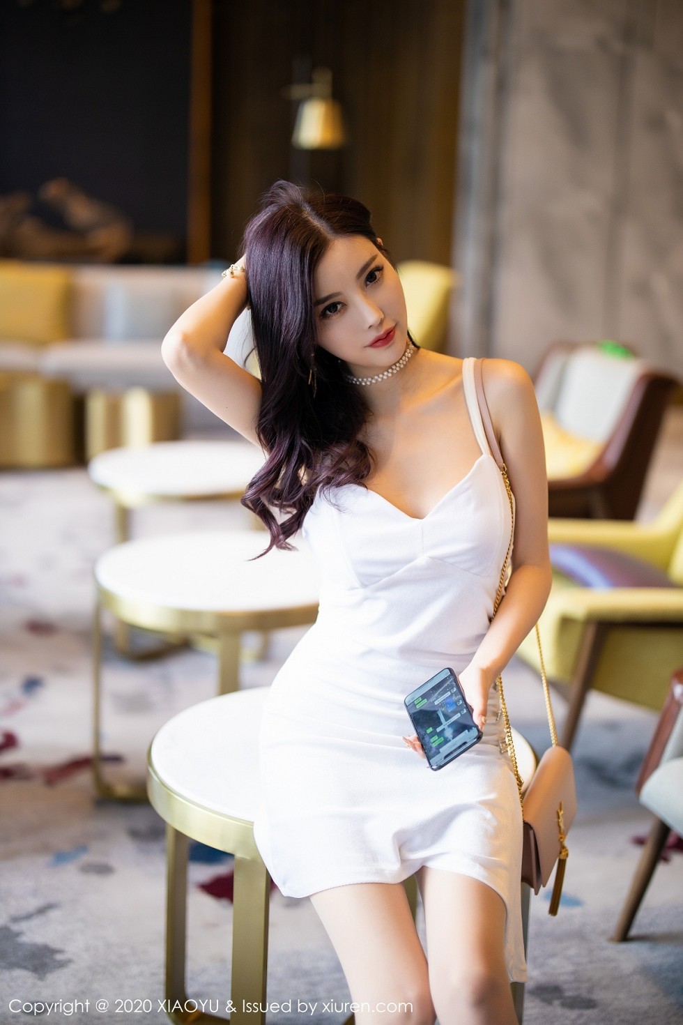 [XiaoYu画语界]Vol.331_女神杨晨晨sugar私房白色吊裙配肉丝裤袜妩媚诱惑写真67P