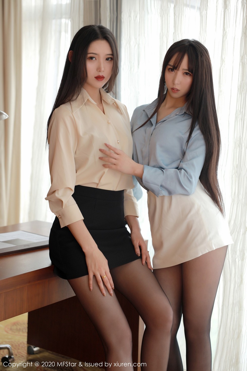 [MFStar模范学院]Vol.348_最新模特合集经典职场秘书装备私房美女双人拉拉诱惑写真39P