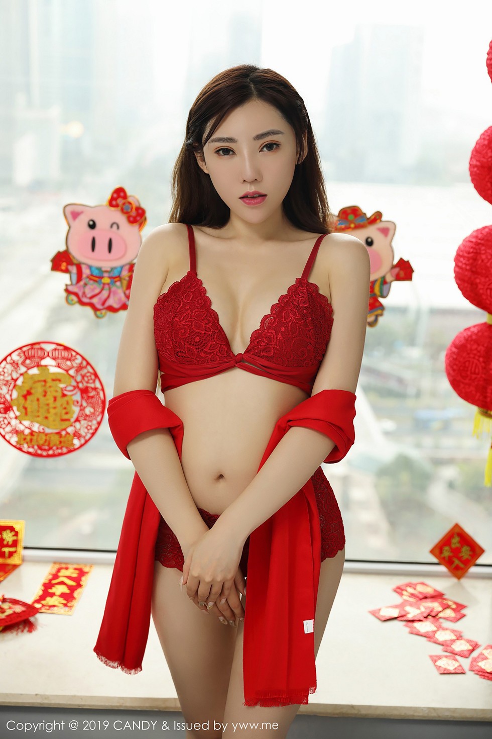 [Candy网红馆]Vol.070_嫩模萌汉药baby新春祝福性感红色内衣秀完美身材诱惑写真42P
