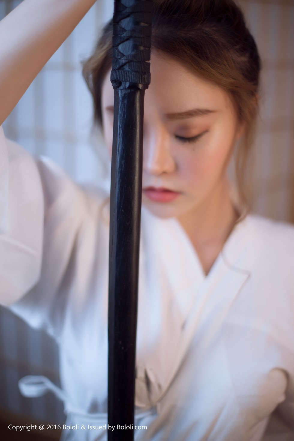 [Tukmo兔几盟]Vol.111_嫩模柳侑绮化身剑道美少女性感白色内衣爆乳诱惑写真25P
