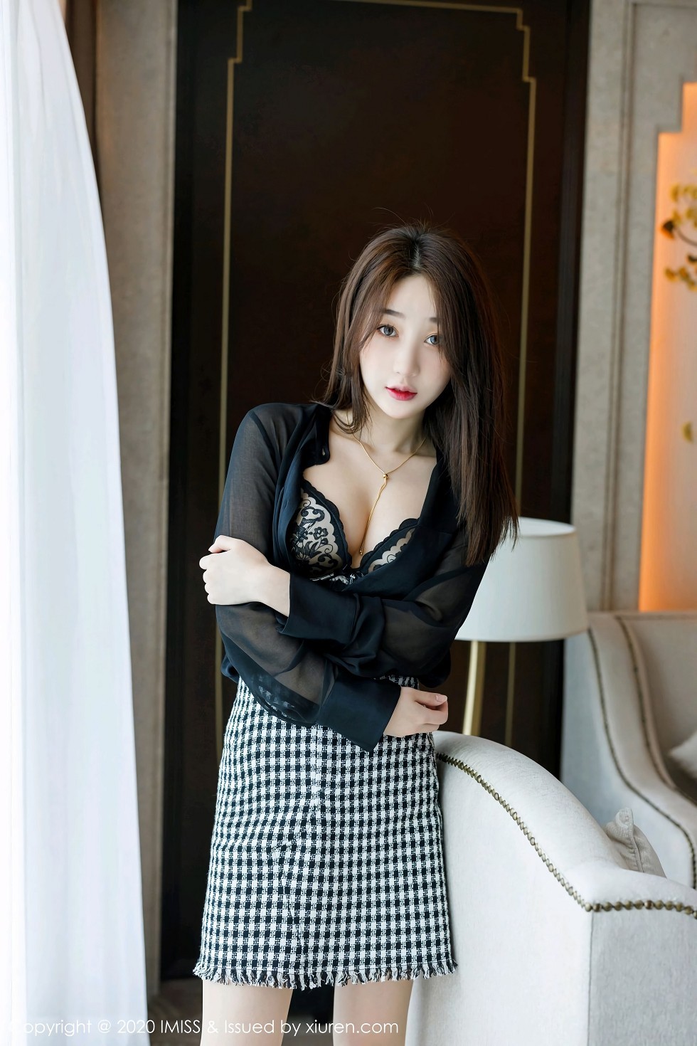 [IMISS爱蜜社]Vol.454_嫩模九月生私房性感内衣配超薄开档肉丝撩人诱惑写真73P