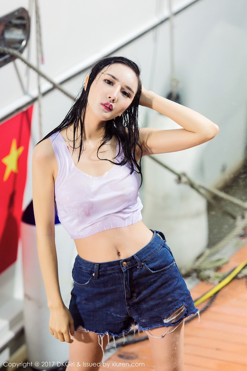 [DKGirl御女郎]Vol.026_嫩模梅哥白色连体比基尼泳池湿身秀傲人美乳诱惑写真58P