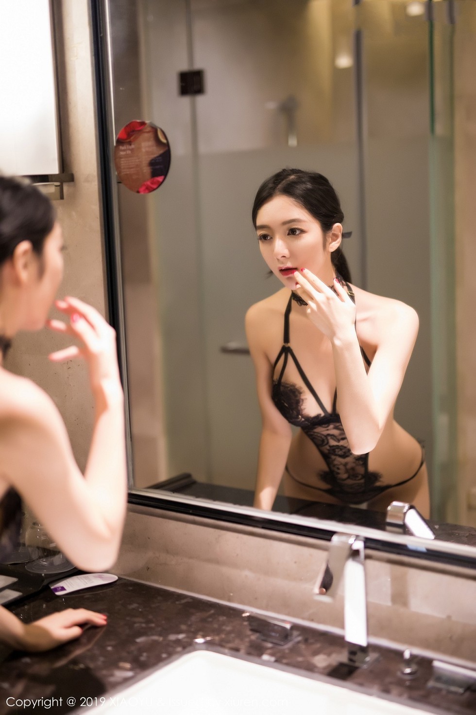 [XiaoYu画语界]Vol.041_女神Angela喜欢猫蕾丝缕空情趣内衣秀火辣身材诱惑写真42P
