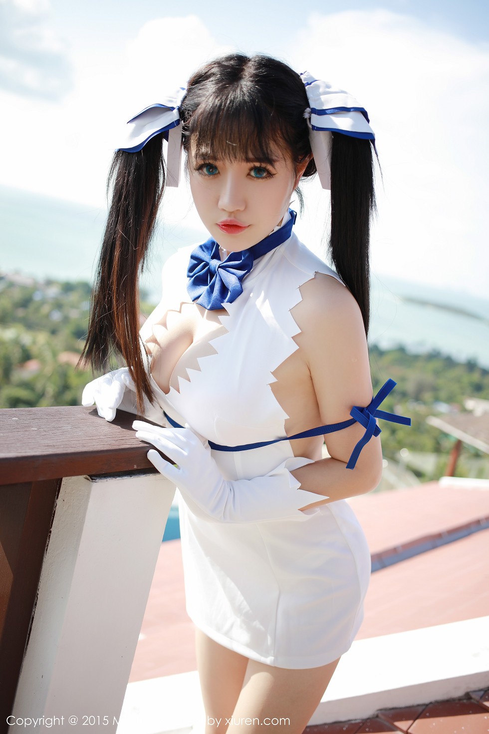 [MFStar模范学院]Vol.036_萌妹徐cake白色开档短裙迷人豪乳性感翘臀写真50P