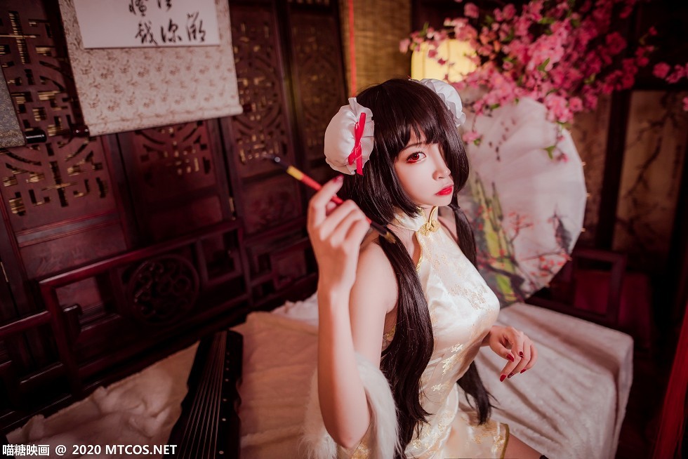 [喵糖映画]HML.019_狂三黑丝旗袍美女私房床上性感黑丝袜秀完美身材诱惑写真31P