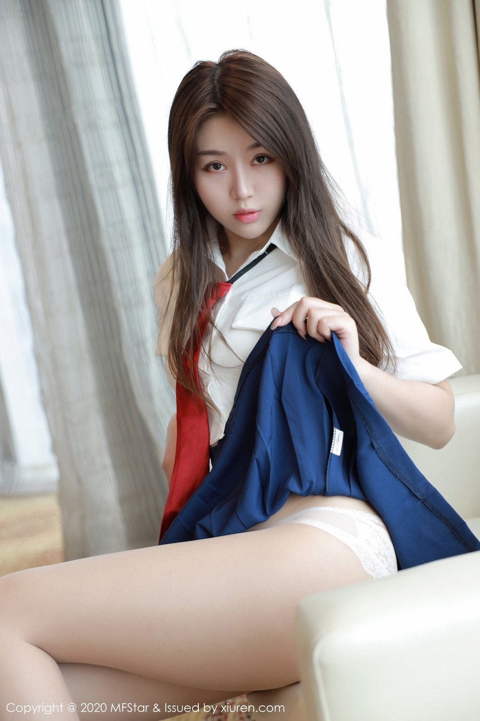[MFStar模范学院]Vol.362_嫩模梦梵私房性感JK制服露蕾丝内裤秀翘臀诱惑写真53P