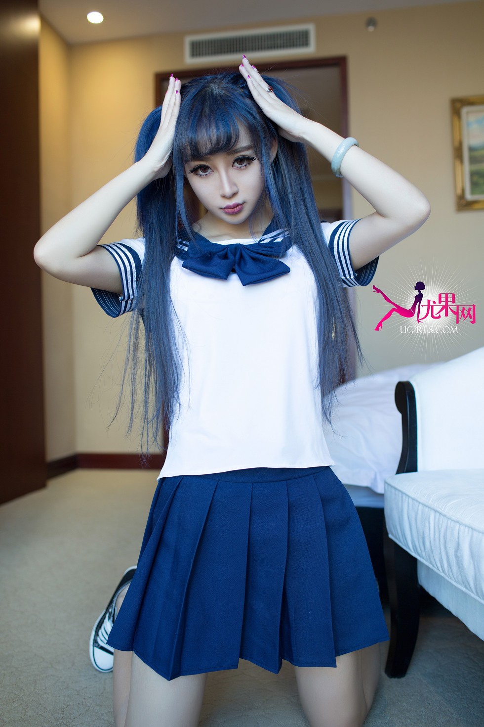 [Ugirls尤果网]U053_萝莉小可爱黑色蕾丝内衣完美曲线翘臀诱惑写真65P