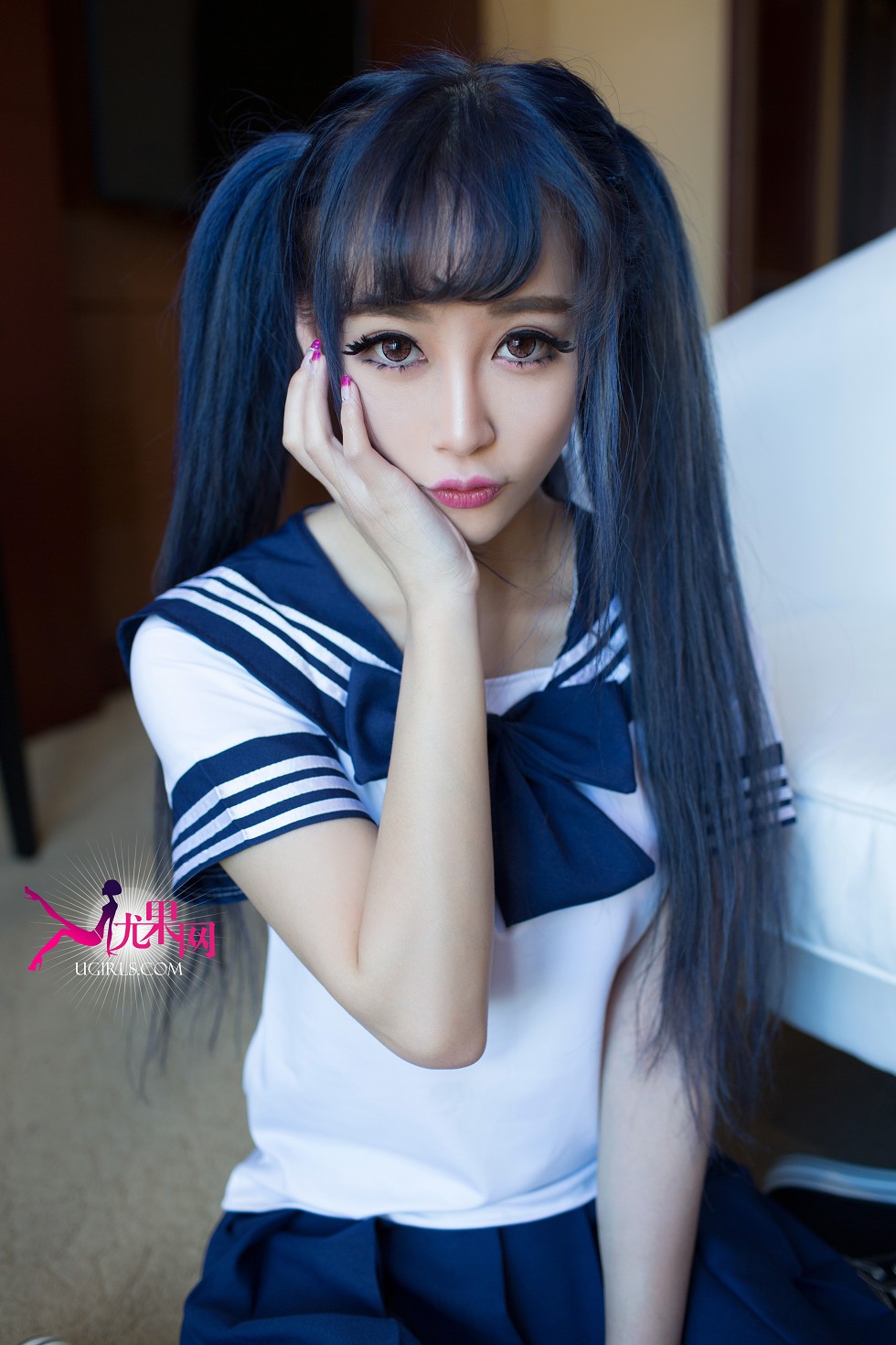 [Ugirls尤果网]U053_萝莉小可爱黑色蕾丝内衣完美曲线翘臀诱惑写真65P