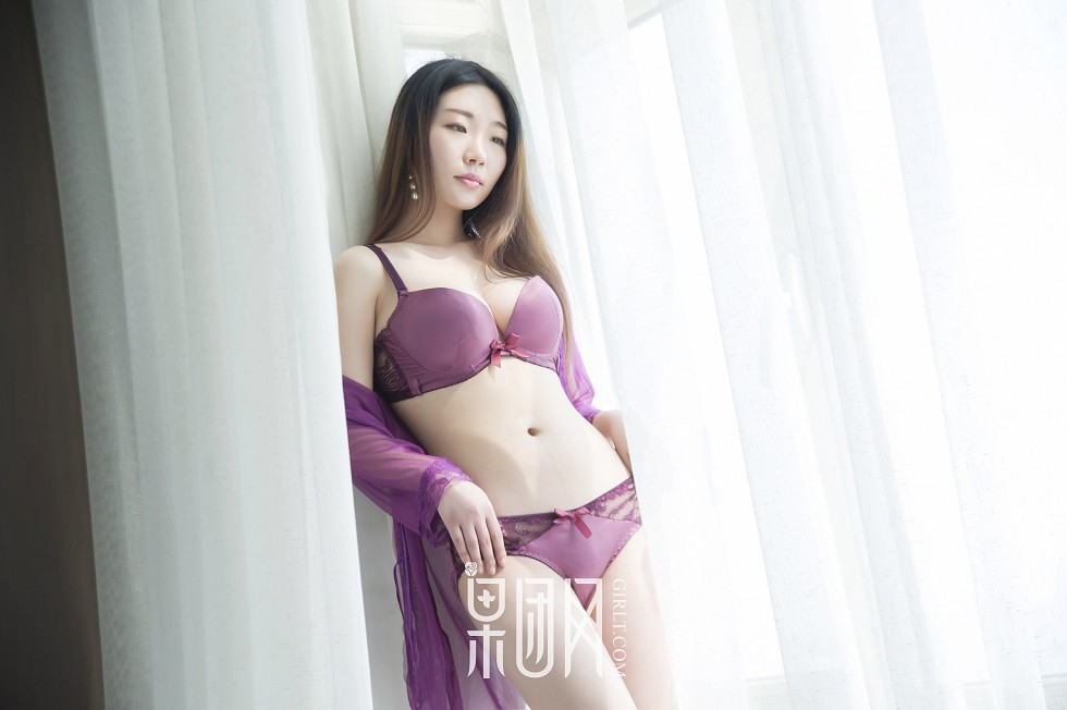 [GIRLT果团网]TG015_朦胧美人居家紫色薄纱缕空紫色内衣秀完美身材傲人美胸写真63P
