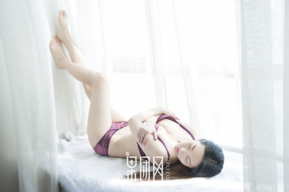 [GIRLT果团网]TG015_朦胧美人居家紫色薄纱缕空紫色内衣秀完美身材傲人美胸写真63P