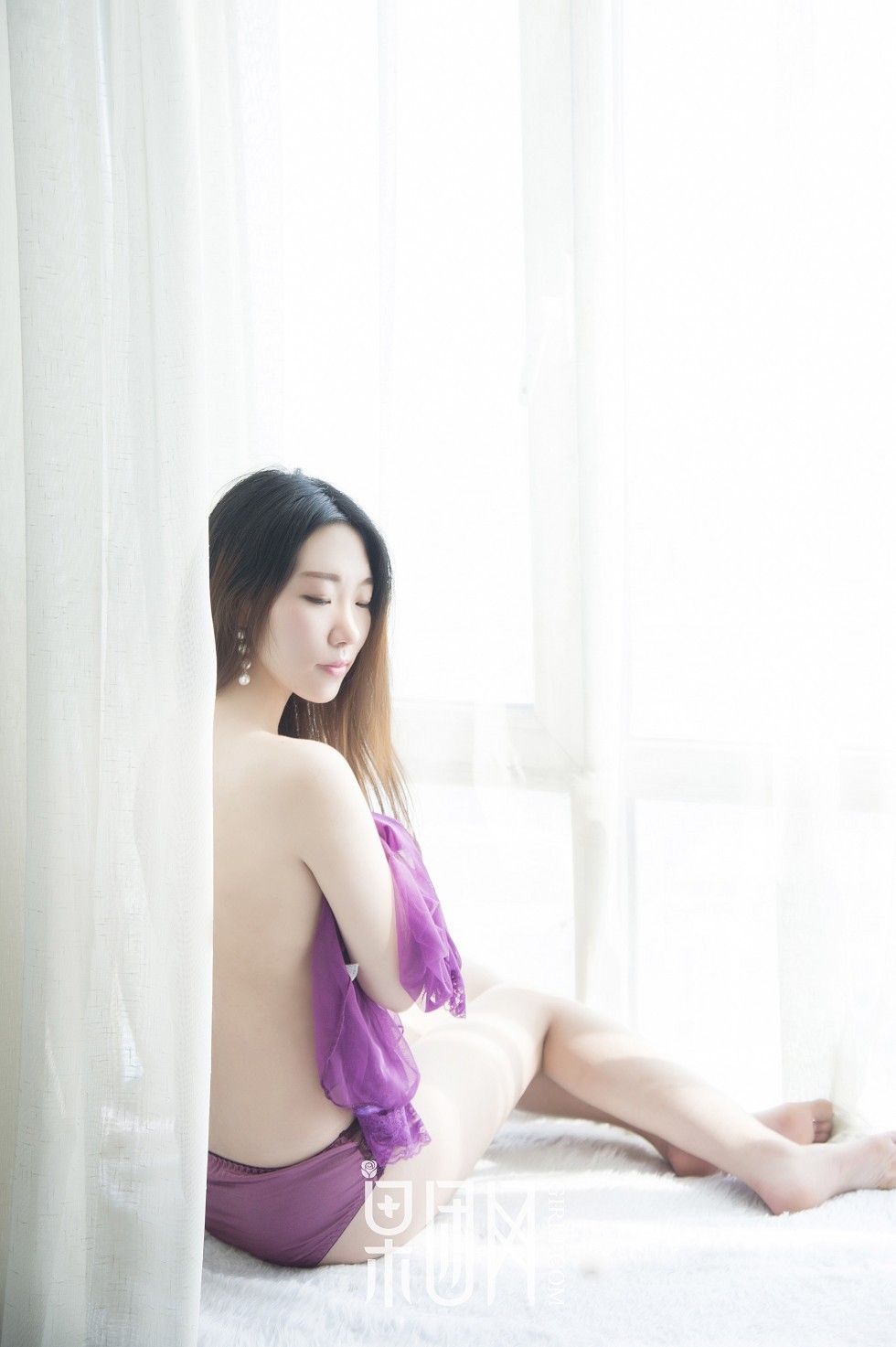 [GIRLT果团网]TG015_朦胧美人居家紫色薄纱缕空紫色内衣秀完美身材傲人美胸写真63P
