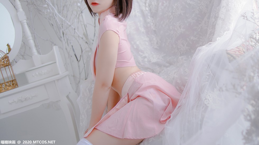 [喵糖映画]HML.026_粉系旗袍美女私房猫女郎COS装扮性感白丝袜秀美腿诱惑写真21P