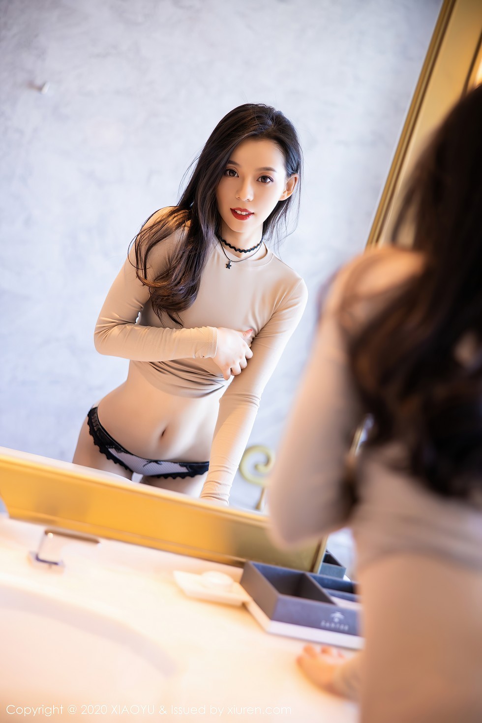 [XiaoYu画语界]Vol.362_嫩模言沫私房真空米色服饰配肉丝袜秀完美身材诱惑写真105P