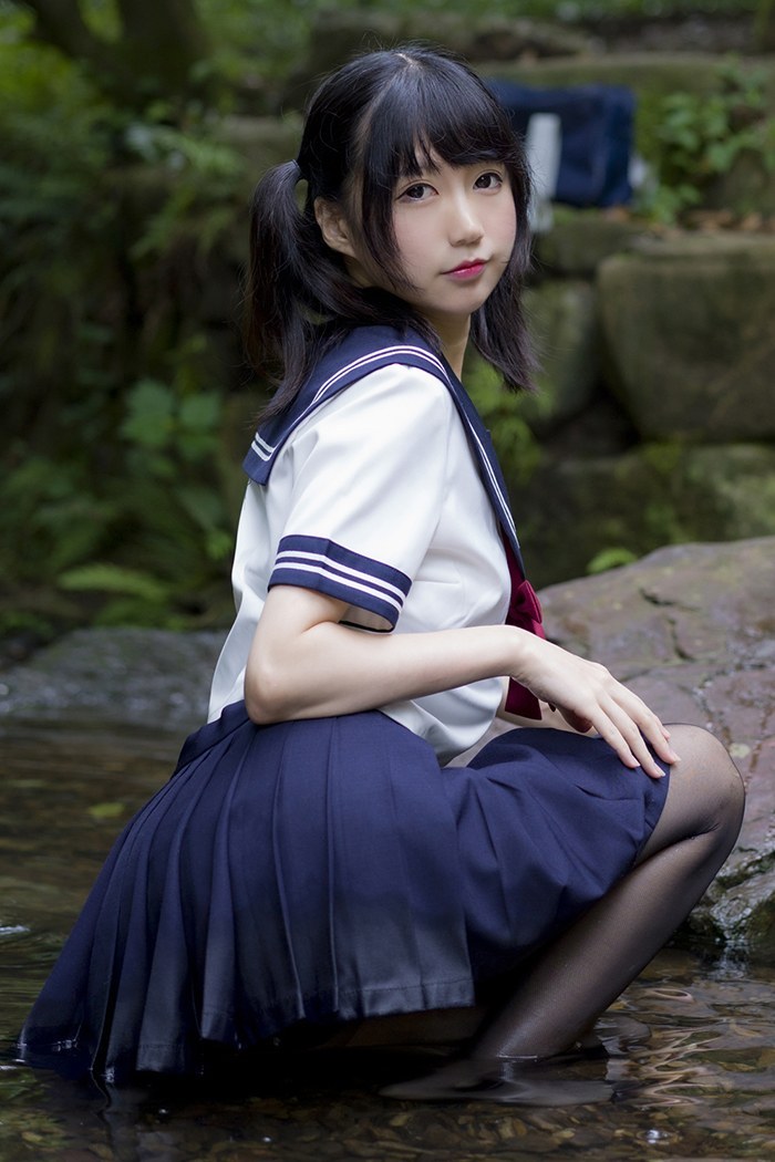 激萌学生妹魔物喵黑丝制服野外露出(图17)