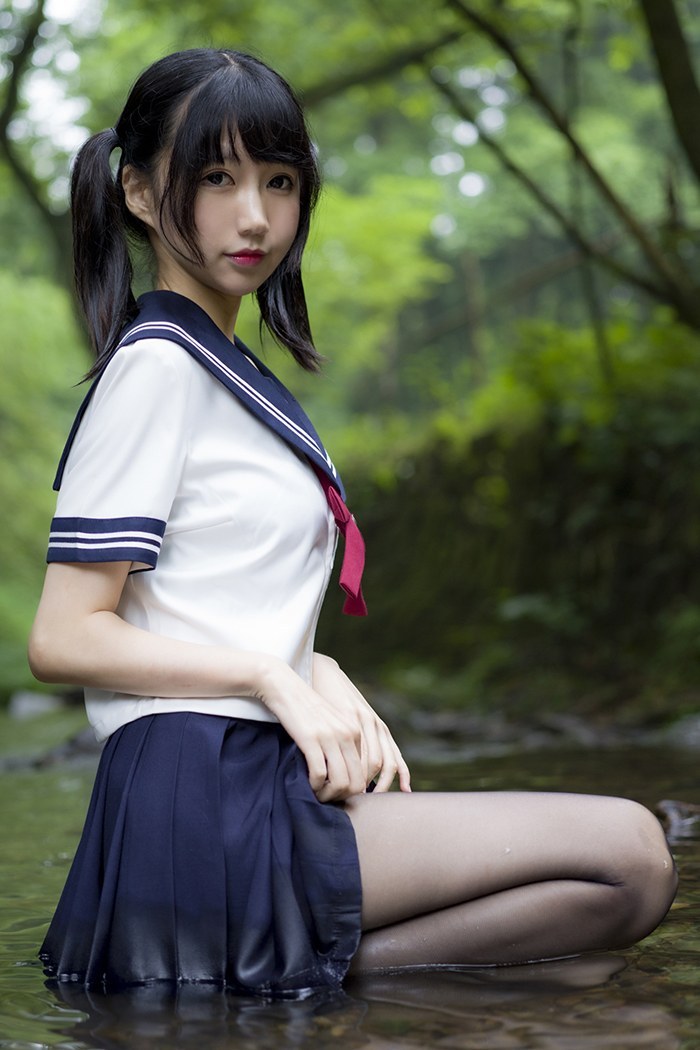激萌学生妹魔物喵黑丝制服野外露出(图18)