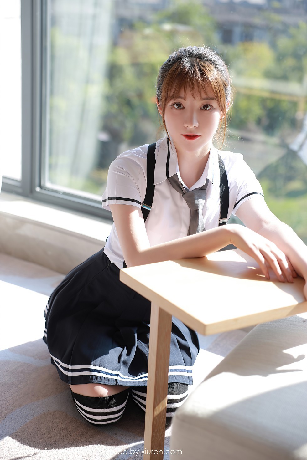 [MFStar模范学院]Vol.390_嫩模yoo优优四川旅拍学院风校服主题半脱露性感内衣写真67P