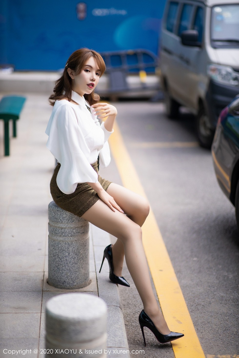 [XiaoYu画语界]Vol.382_女神黄乐然性感魅力车拍系列白衬衣配肉丝裤袜撩人诱惑写真112P