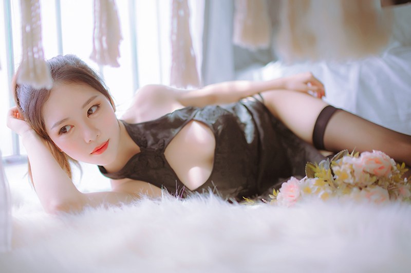 抖娘＆不呆猫的黑白旗袍与丝袜调情(图27)