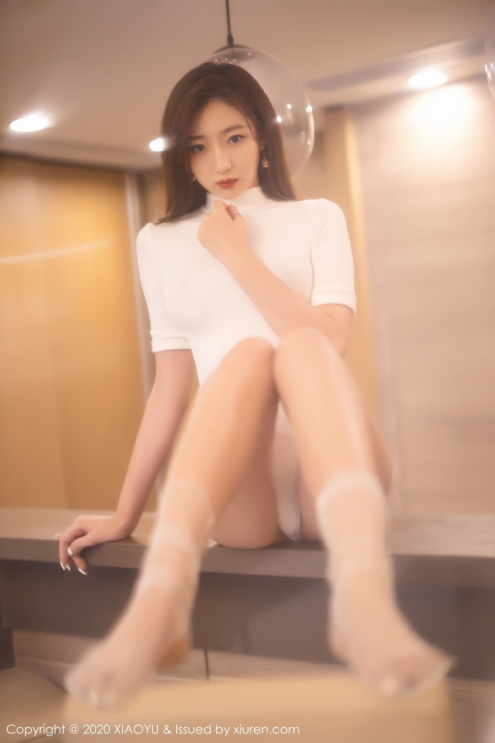 [XiaoYu画语界]Vol.389_嫩模安琪Yee私房白色高叉连体衣配薄透丝袜秀美腿性感写真88P