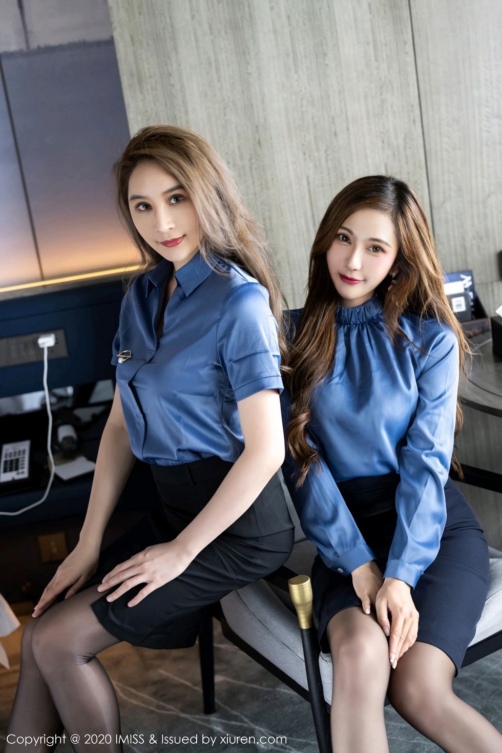 [IMISS爱蜜社]Vol.519_丽质模特Lavinia肉肉＆Jermy典雅OL短裙配黑丝裤袜诱惑写真55P