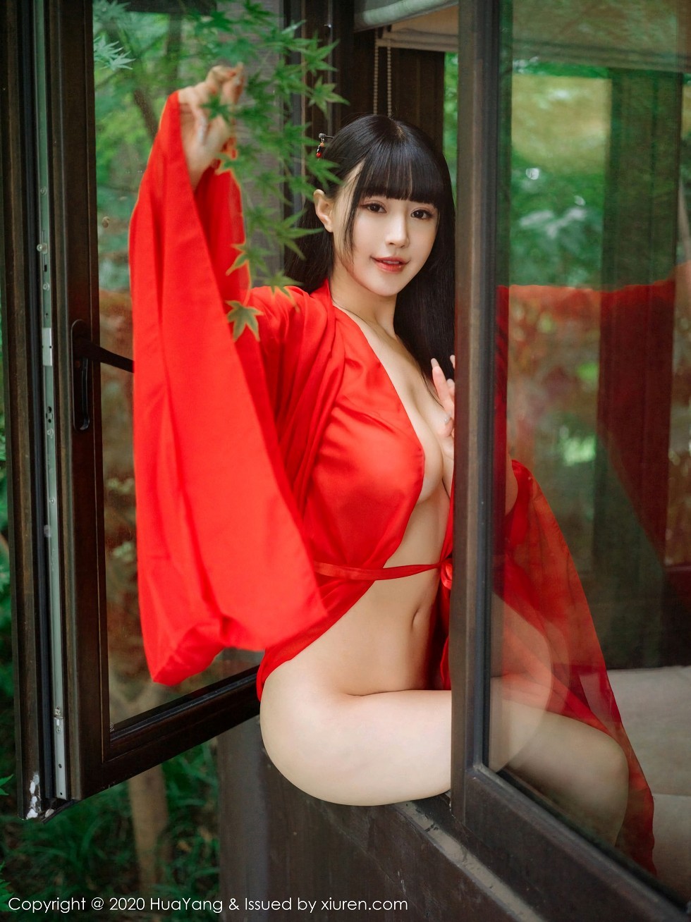 [HuaYang花漾]Vol.310_女神朱可儿Flower杭州旅拍鲜红古典长裙包裹火辣胴体诱惑写真70P