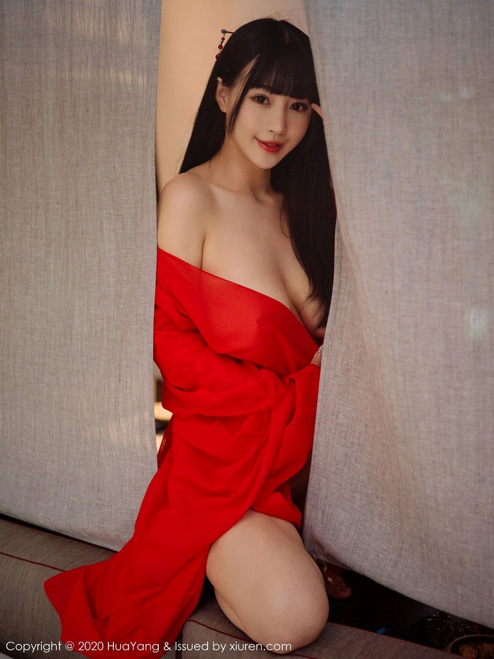 [HuaYang花漾]Vol.310_女神朱可儿Flower杭州旅拍鲜红古典长裙包裹火辣胴体诱惑写真70P