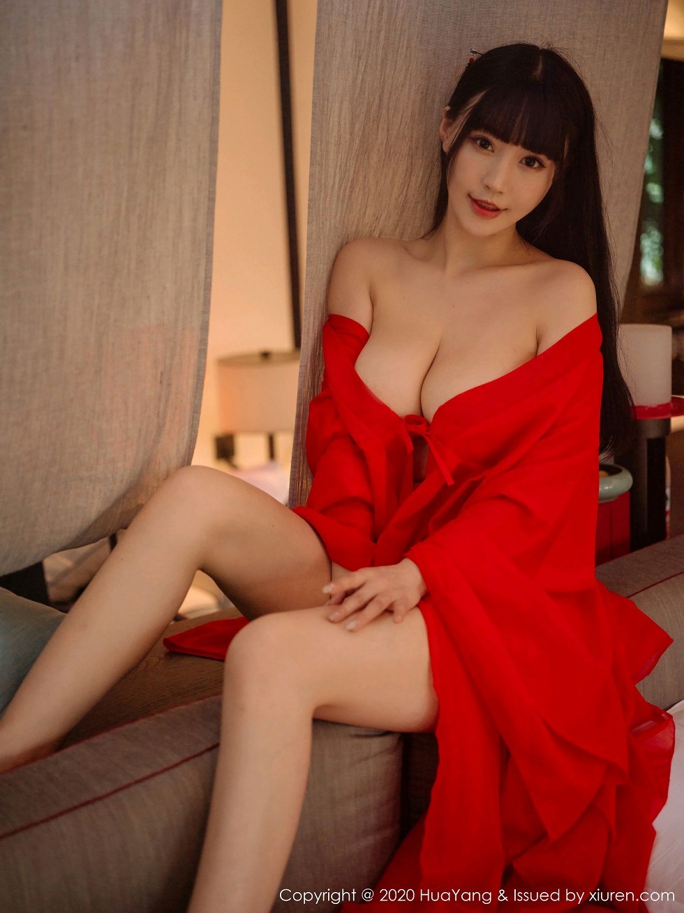 [HuaYang花漾]Vol.310_女神朱可儿Flower杭州旅拍鲜红古典长裙包裹火辣胴体诱惑写真70P