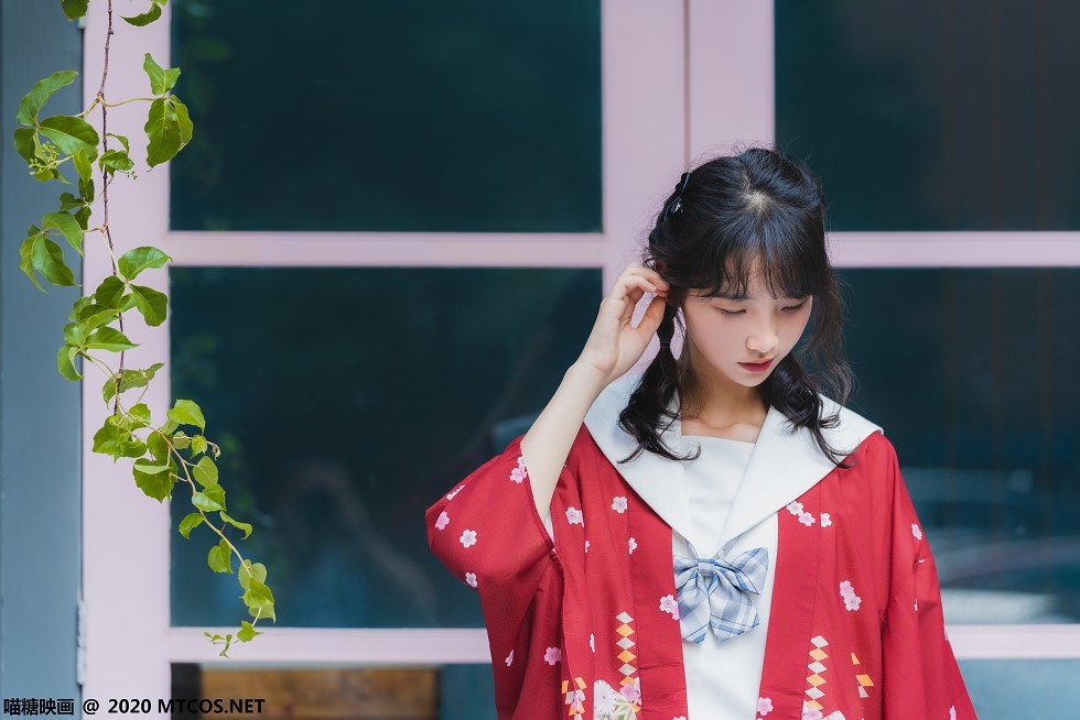 [喵糖映画]JKL.018_清纯学妹户外校园性感JK制服格子短裙配黑丝裤袜迷人写真54P