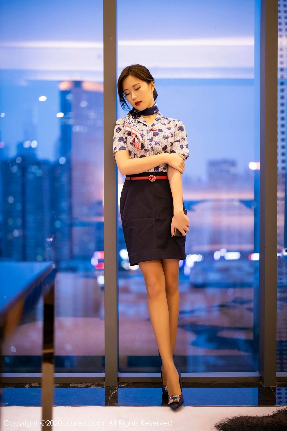 [XiaoYu画语界]Vol.407_嫩模杨紫嫣Cynthia空乘制服主题性感内衣配黑丝裤袜诱惑写真82P