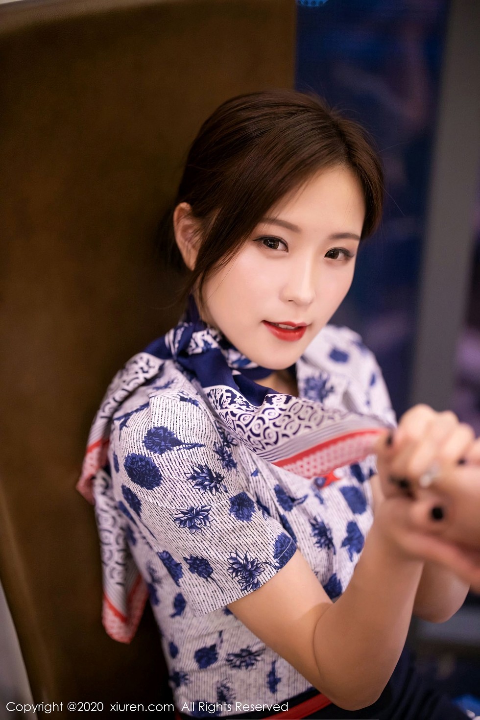 [XiaoYu画语界]Vol.407_嫩模杨紫嫣Cynthia空乘制服主题性感内衣配黑丝裤袜诱惑写真82P
