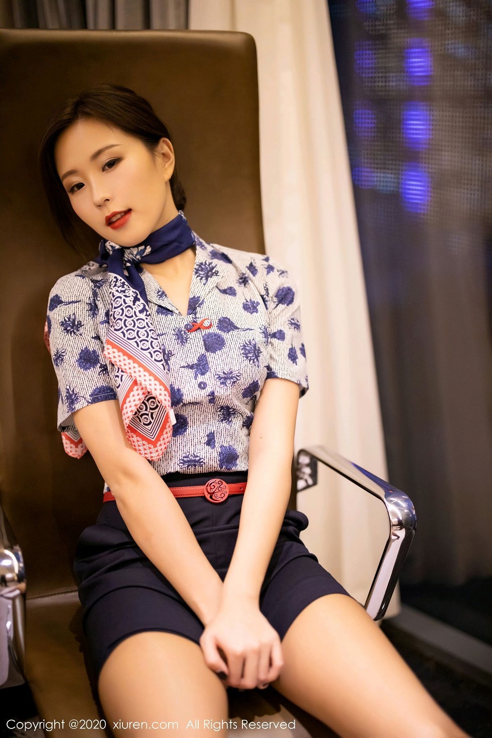 [XiaoYu画语界]Vol.407_嫩模杨紫嫣Cynthia空乘制服主题性感内衣配黑丝裤袜诱惑写真82P