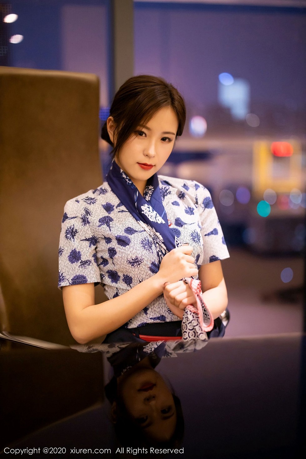[XiaoYu画语界]Vol.407_嫩模杨紫嫣Cynthia空乘制服主题性感内衣配黑丝裤袜诱惑写真82P