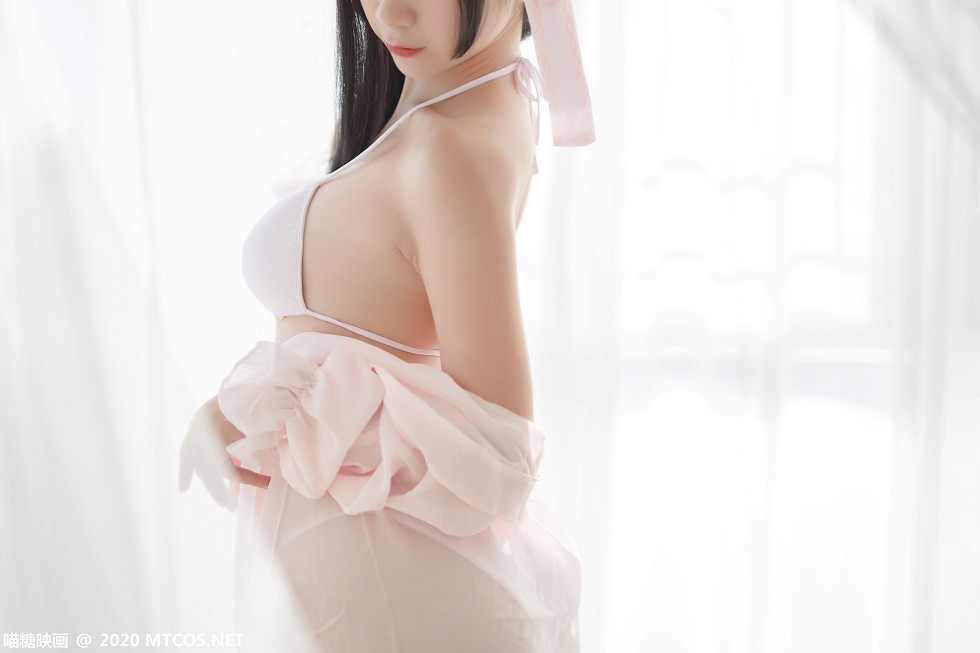 [喵糖映画]YML.004_粉色睡衣美女私房性感白色三点式内衣秀完美身材迷人诱惑写真20P
