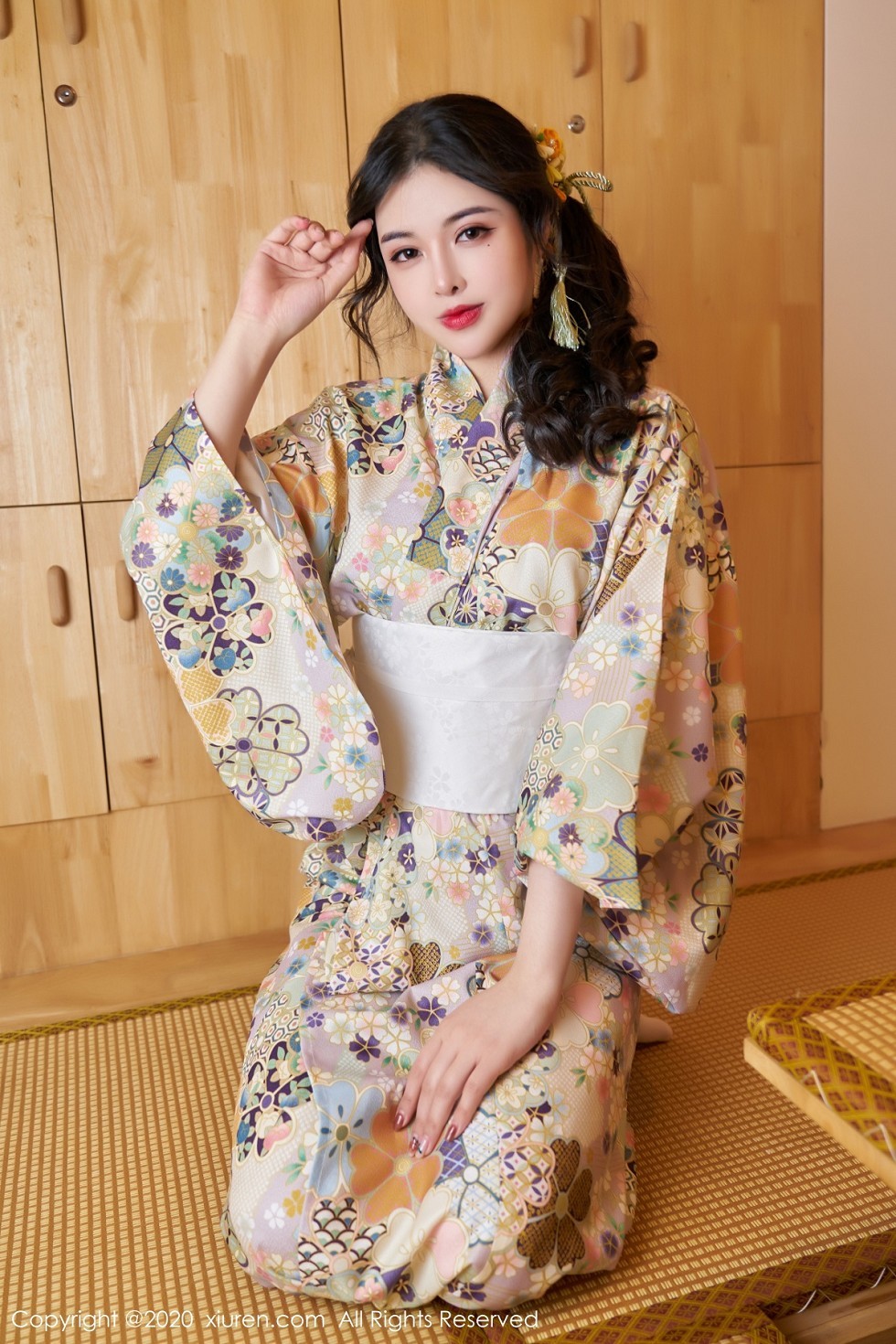 XiuRen第2853期_嫩模韩静安私房花色性感和服半撩露白嫩翘臀美腿完美诱惑写真65P