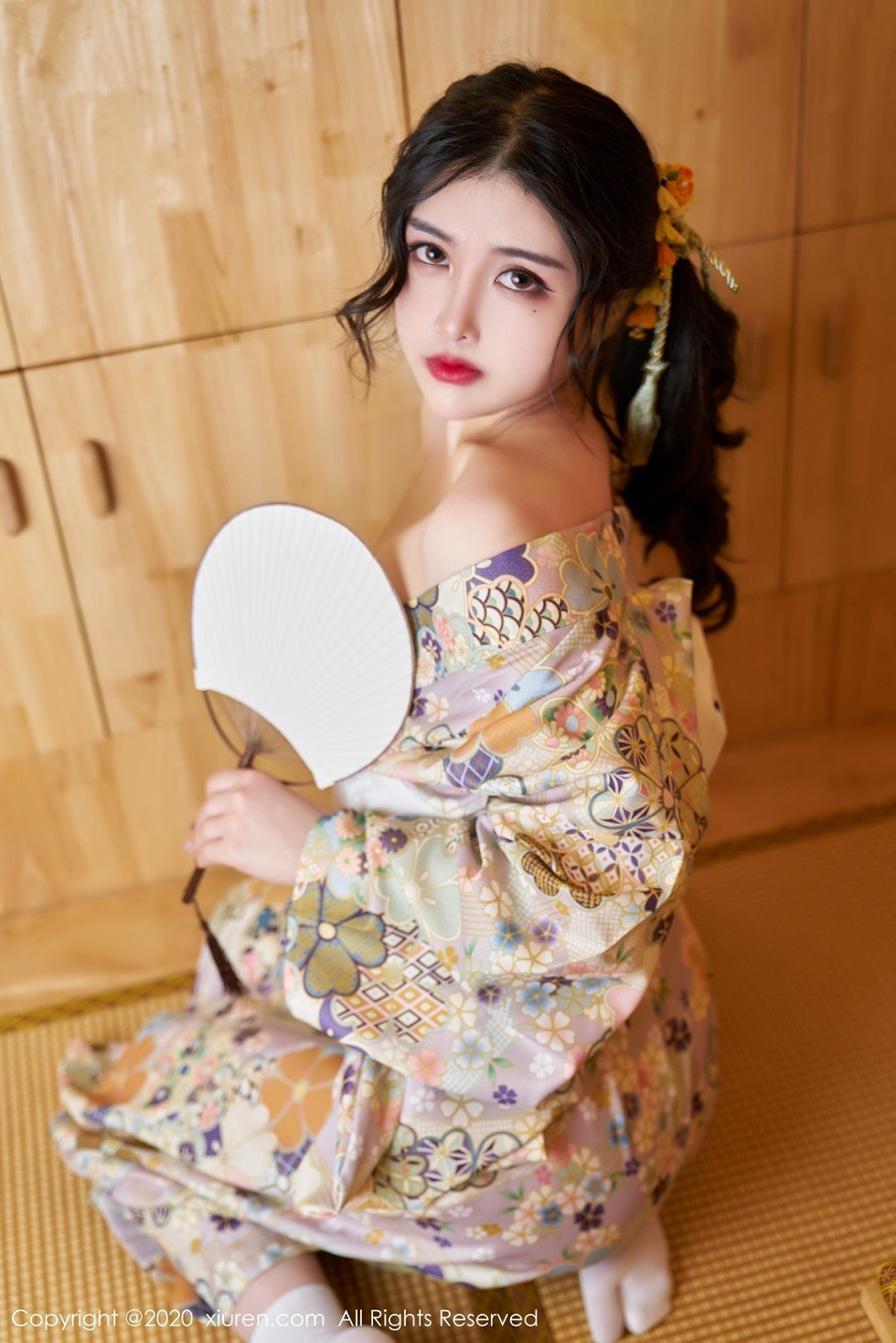 XiuRen第2853期_嫩模韩静安私房花色性感和服半撩露白嫩翘臀美腿完美诱惑写真65P