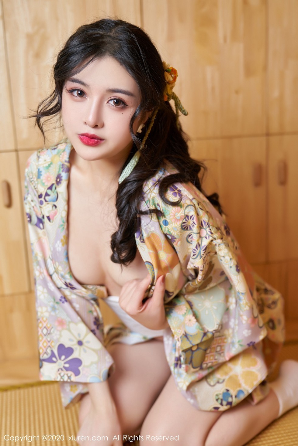 XiuRen第2853期_嫩模韩静安私房花色性感和服半撩露白嫩翘臀美腿完美诱惑写真65P