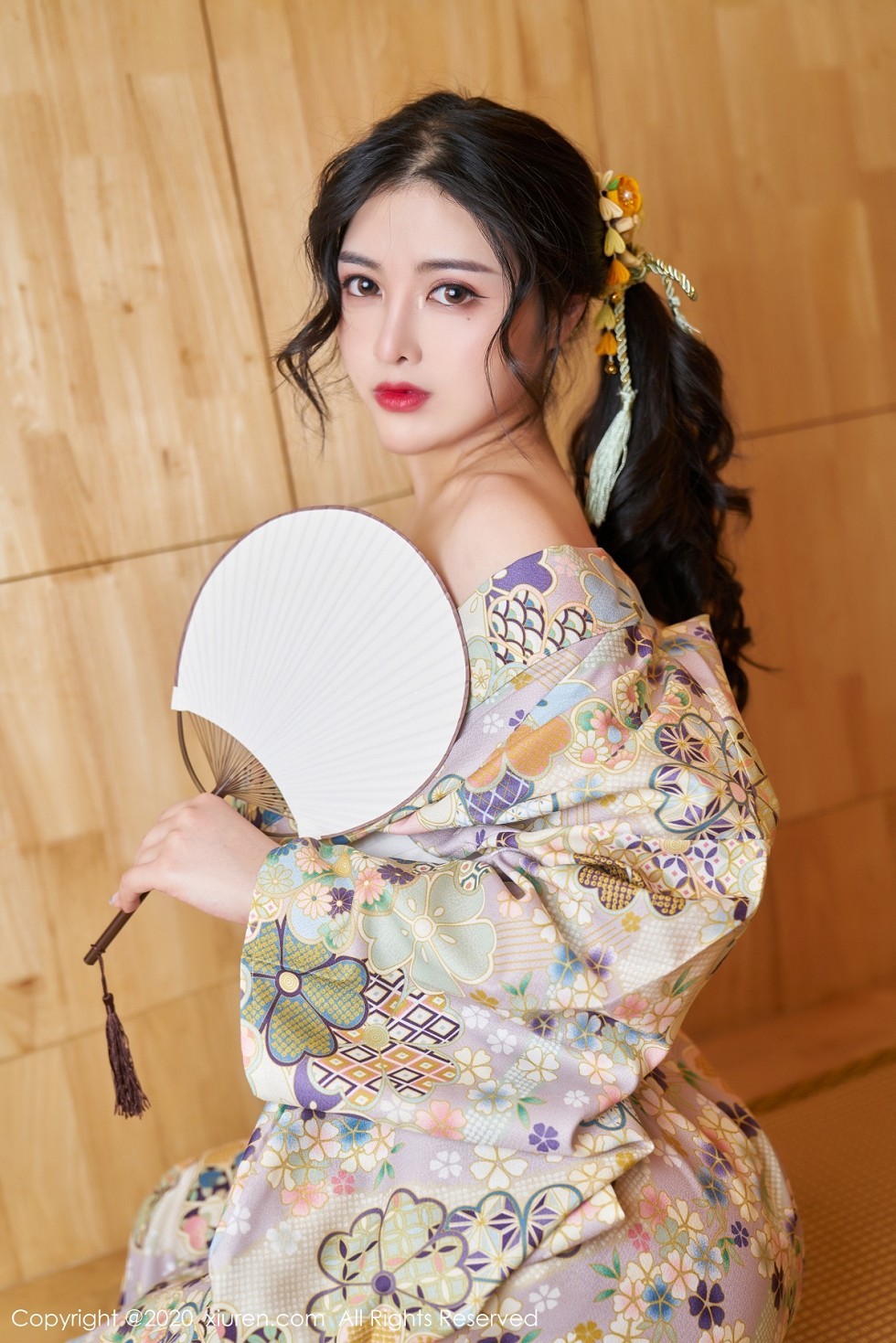 XiuRen第2853期_嫩模韩静安私房花色性感和服半撩露白嫩翘臀美腿完美诱惑写真65P