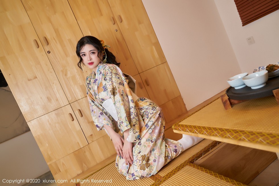 XiuRen第2853期_嫩模韩静安私房花色性感和服半撩露白嫩翘臀美腿完美诱惑写真65P
