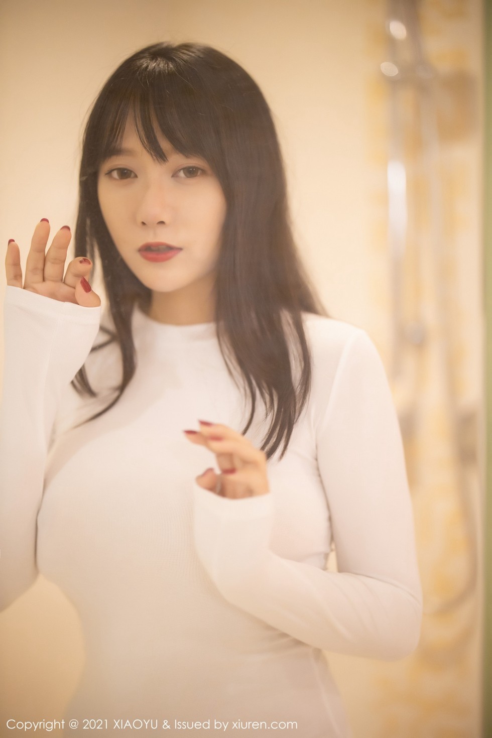 [XiaoYu画语界]Vol.454_嫩模何嘉颖私房明亮浴室白色真空服饰配透视内裤诱惑写真62P