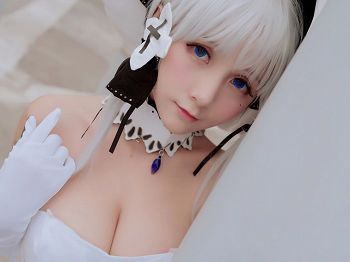 Vol.117_嫩模夏美酱Cos碧蓝航线-光辉白色裙爆乳骚扰写真25P
