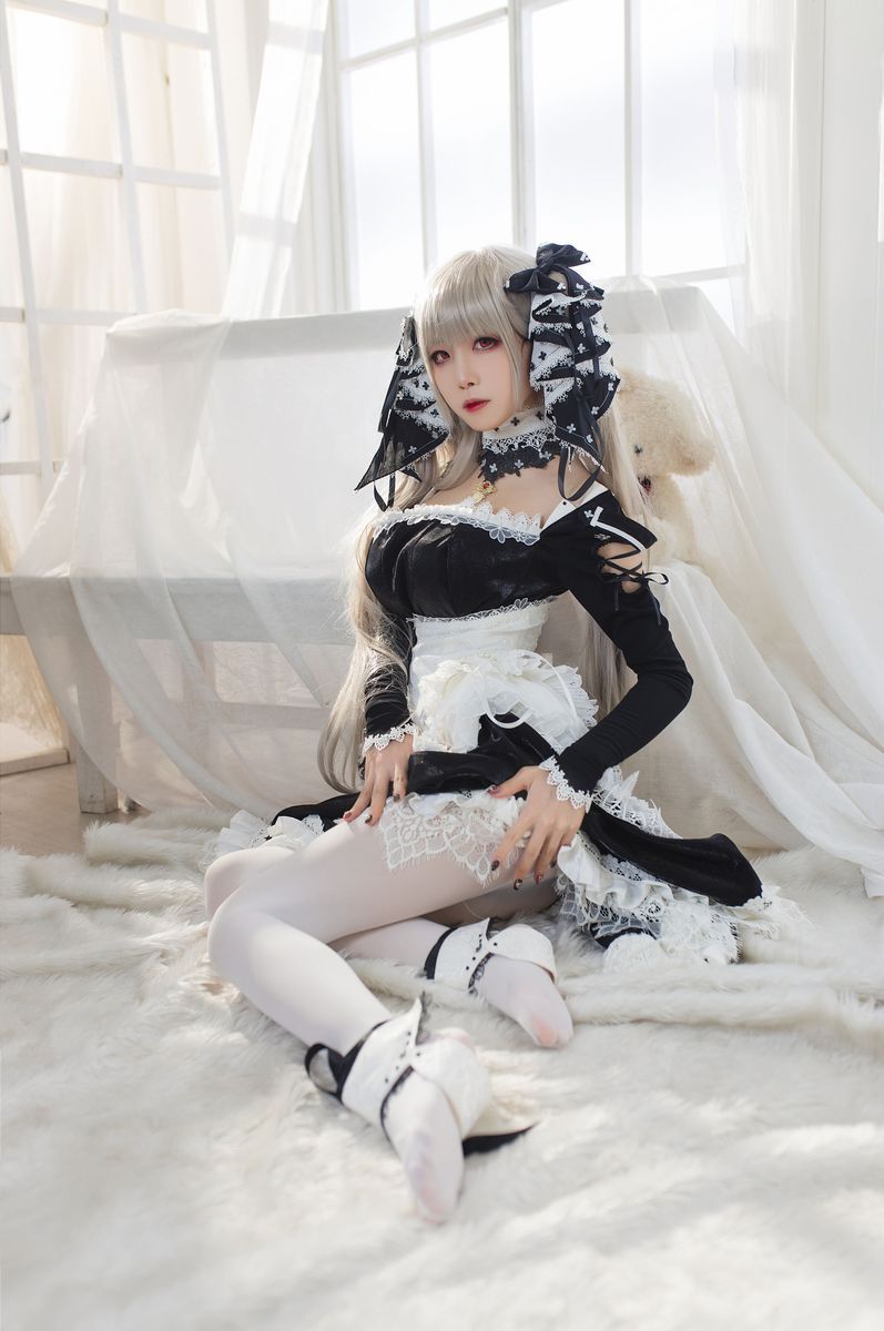 性感萌小小妹妹白色袜COS黑巫女图片