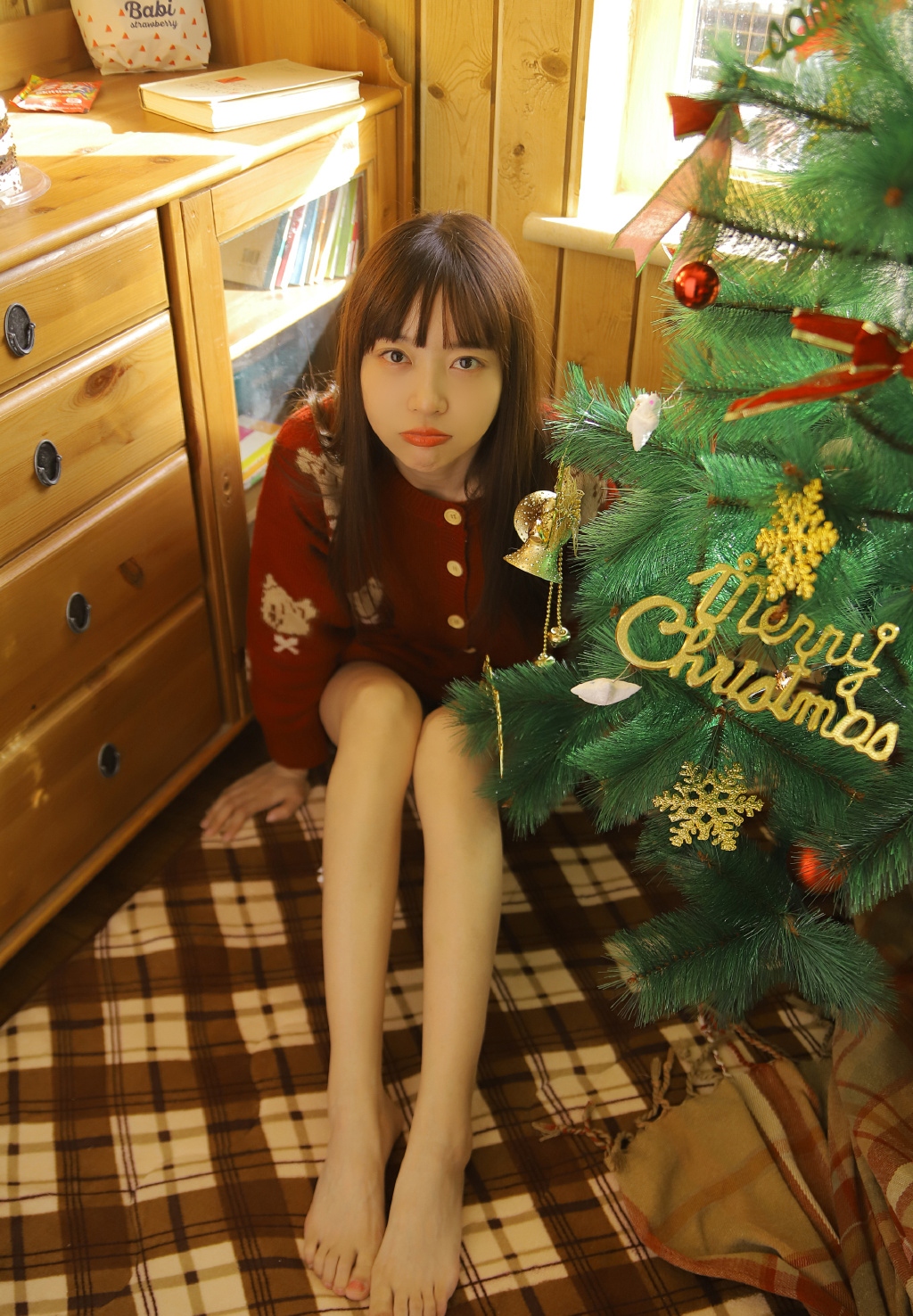 圣诞毛衣青春美女蜜汁性感卧室