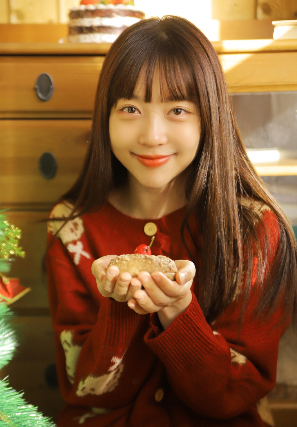 圣诞毛衣青春美女蜜汁性感卧室