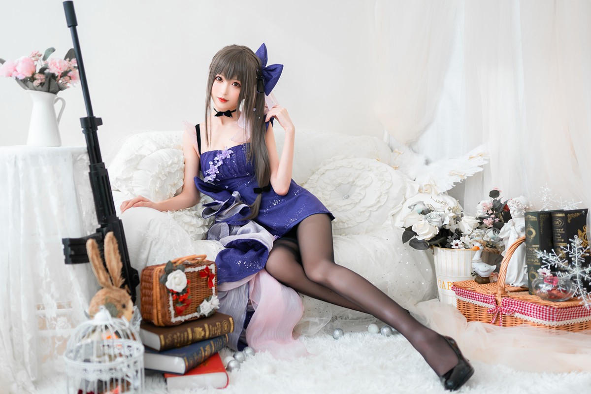 jpxgyw.com[喵糖映画]Vol.354_蓝裙蝶美女私房Cosplay主题性感黑丝裤袜秀美腿撩人诱惑写真20P