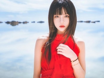 Vol.372_秀发美少女海边飘逸红色长裙秀完美身材清爽迷人写真25P