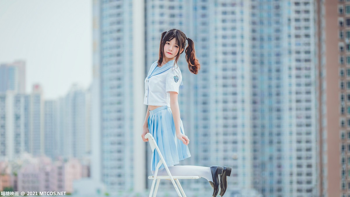 jpxgmn.cc[喵糖映画]Vol.374_双马尾美少女天台上性感女子高中生服饰配白丝袜迷人写真20P